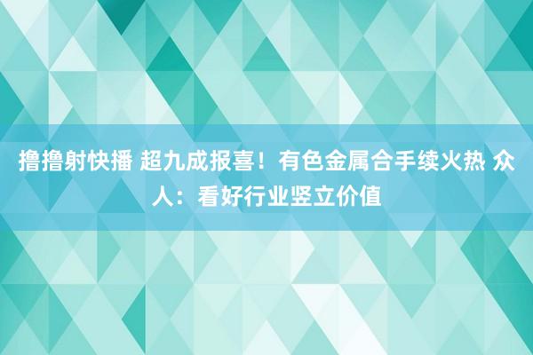 撸撸射快播 超九成报喜！有色金属合手续火热 众人：看好行业竖立价值