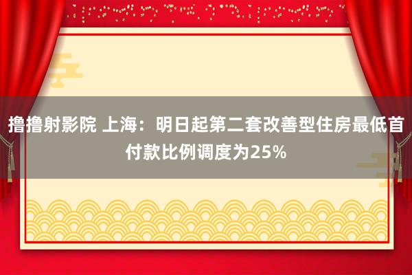 撸撸射影院 上海：明日起第二套改善型住房最低首付款比例调度为25%