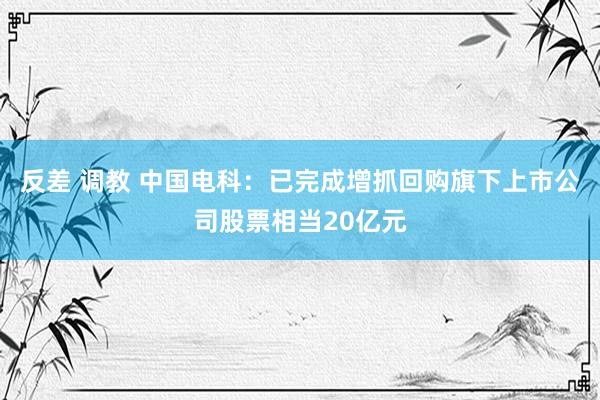 反差 调教 中国电科：已完成增抓回购旗下上市公司股票相当20亿元